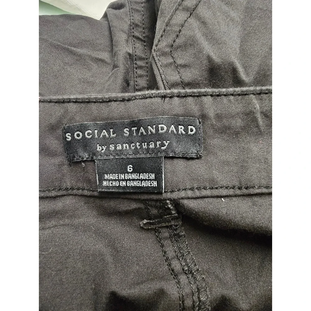 Social Standard Womens Crop Pants Black Cotton Blend Casual Size 6